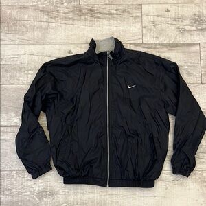 VTG 90s Nike Jacket Women’s M (8/10)‎ Black Full Zip Windbreaker Back Pocket